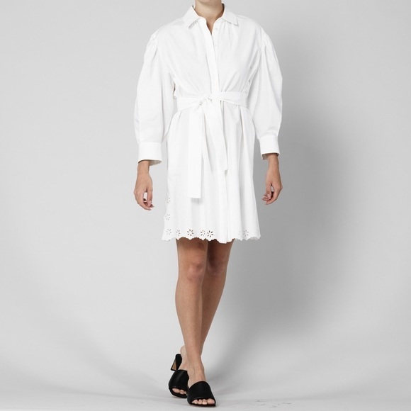 MAX MARA Corinto Linen Blend White Button Down Belted Shirt Dress Size L NEW - Picture 11 of 16